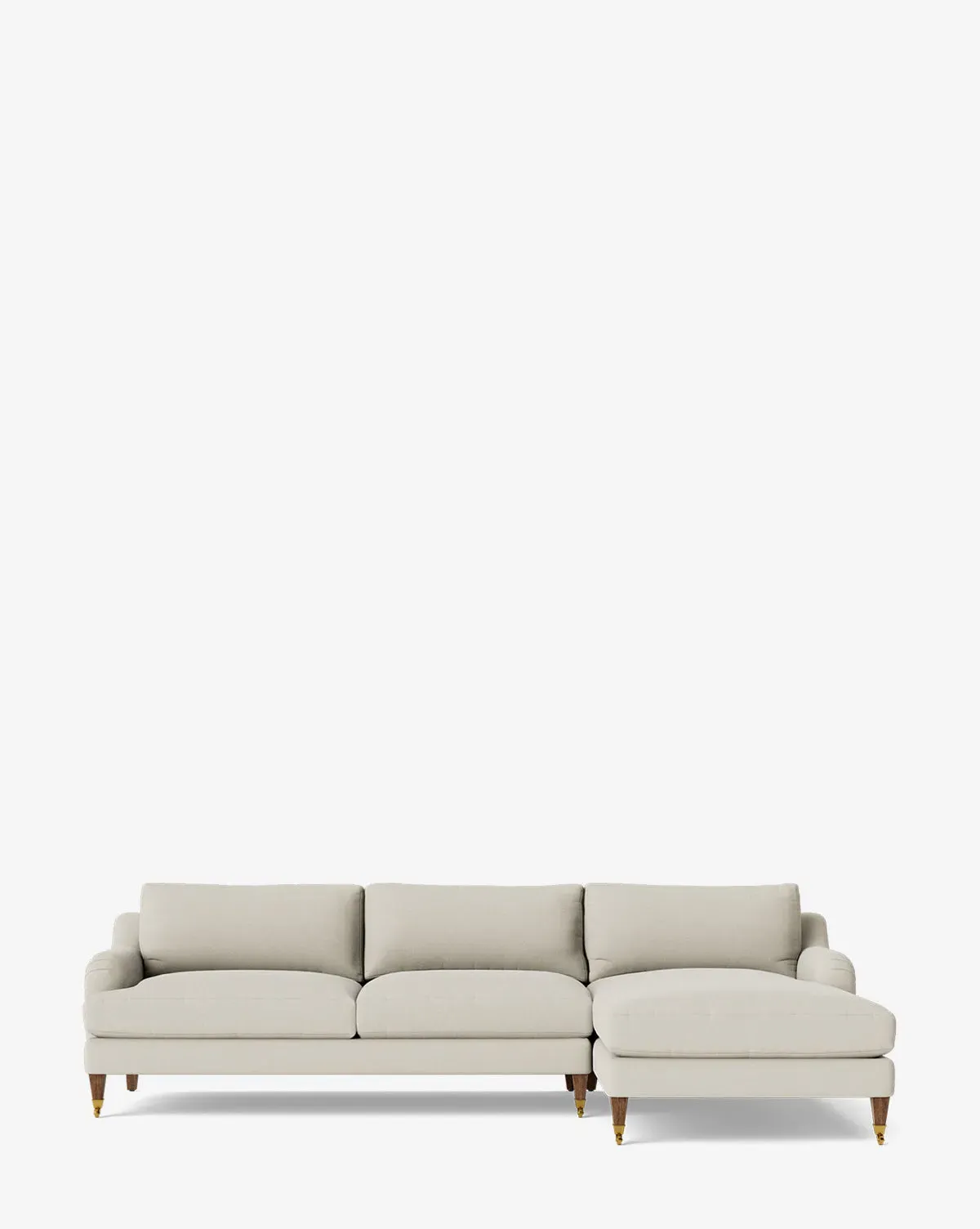 Lucille English Roll Arm Left Chaise Sectional - Egret, Perennials product