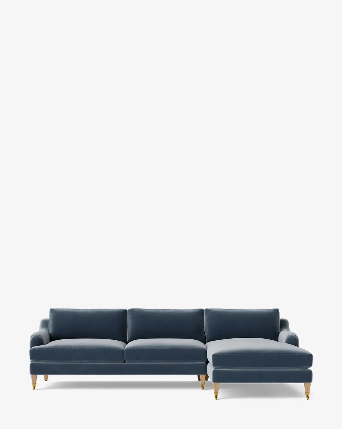 Lucille English Roll Arm Left Chaise Sectional - Harbor Velvet, Natural Oak product
