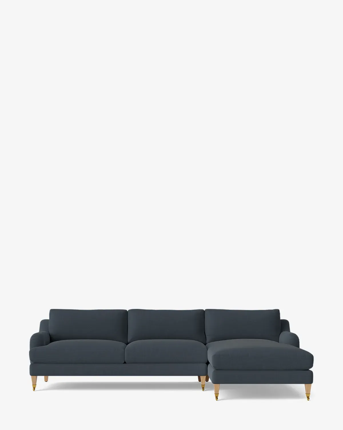 Lucille English Roll Arm Left Chaise Sectional - Ink Linen, Oak product