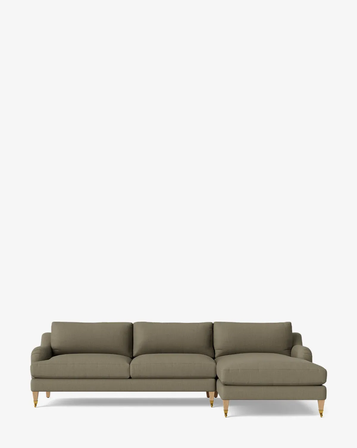 Lucille English Roll Arm Left Chaise Sectional - Khaki, Belgian Linen product