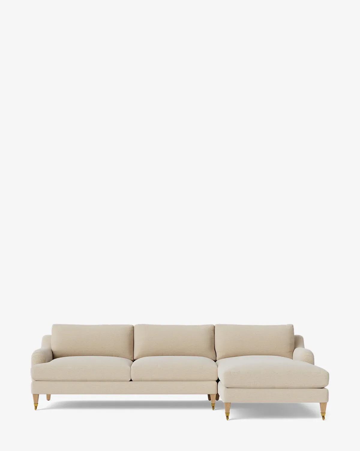 Lucille English Roll Arm Left Chaise Sectional - Sand, Natural Oak product
