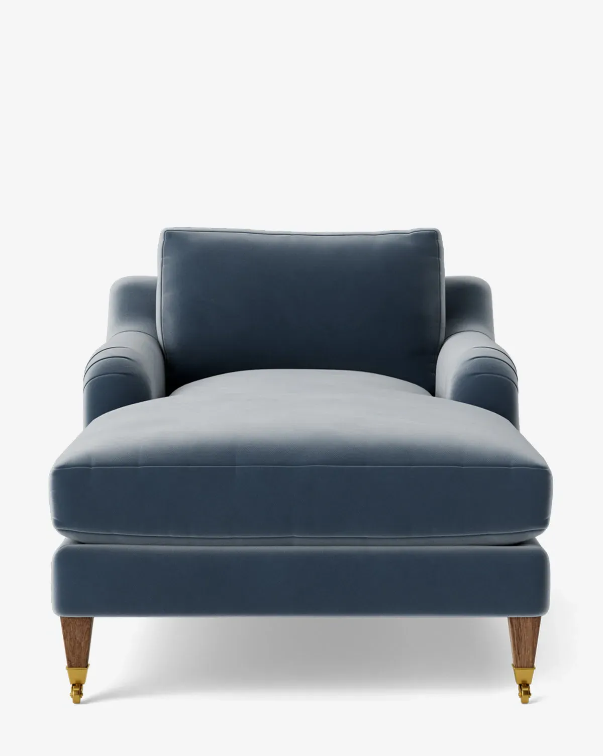 Lucille English Roll Arm Lounge Chair - Harbor Velvet, Brown Oak product