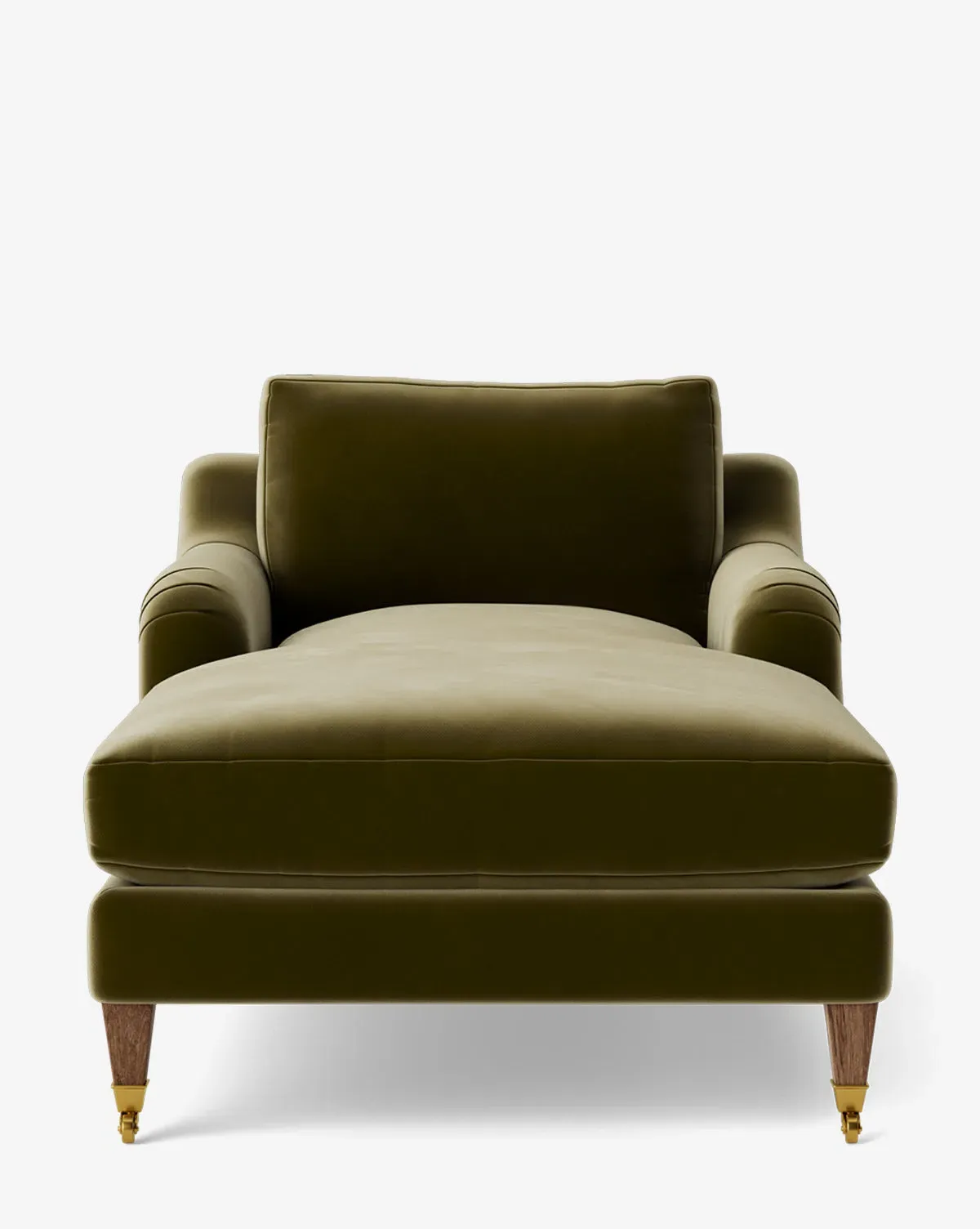 Lucille English Roll Arm Lounge Chair - Olive Velvet, Brown Oak product
