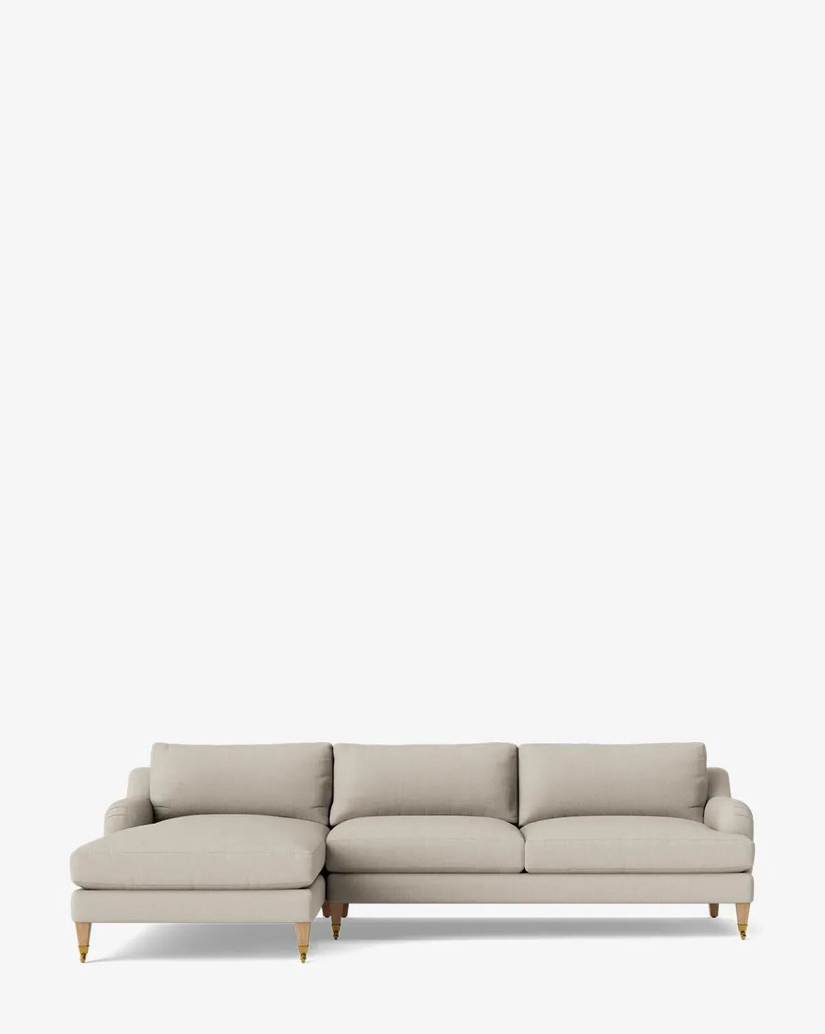 Lucille English Roll Arm Right Chaise Sectional - Belgian Linen, Oak product