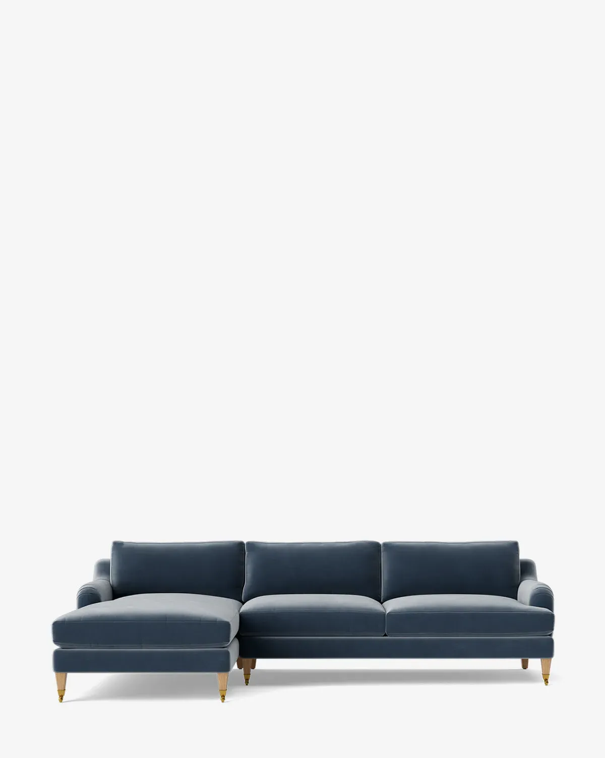 Lucille English Roll Arm Right Chaise Sectional - Harbor Velvet, Natural Oak product