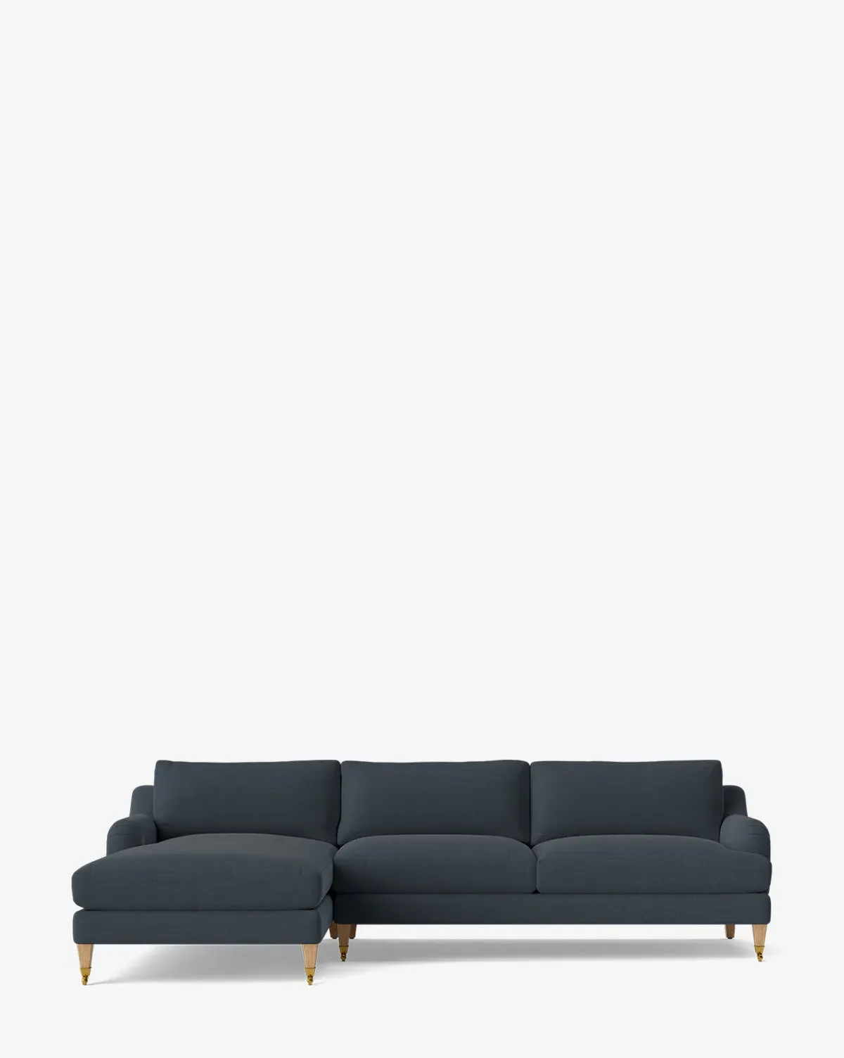 Lucille English Roll Arm Right Chaise Sectional - Ink Linen, Natural Oak product
