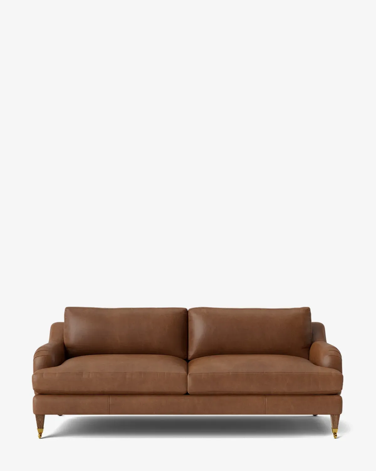 Lucille English Roll Arm Sofa 78" - Cognac Leather, Brown Oak product