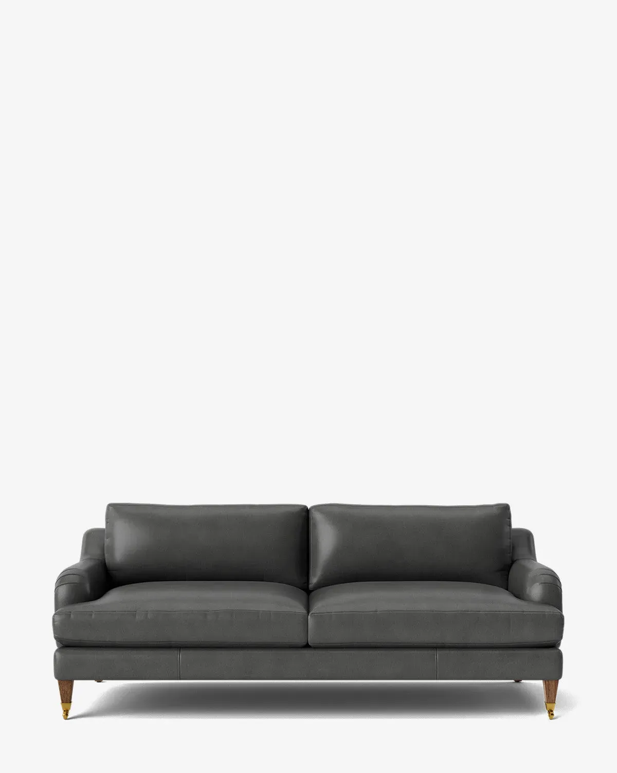 Lucille English Roll Arm Sofa - Flint Leather, Brown Oak product