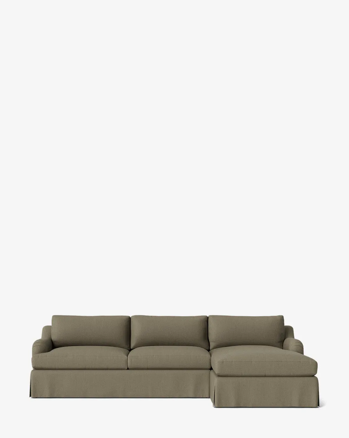 Lucille L-Shaped Chaise Sectional with English Roll Arms - Khaki, Belgian Linen product