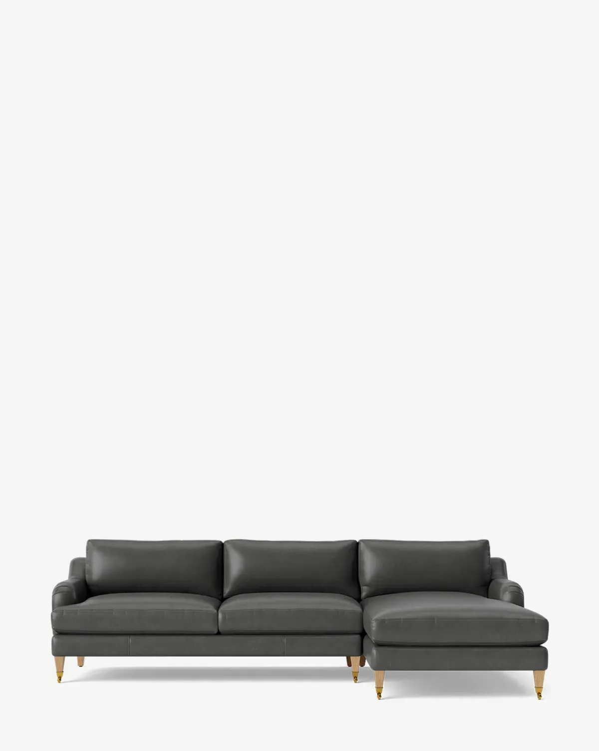Lucille Left Chaise Sectional - Flint Leather, Oak product