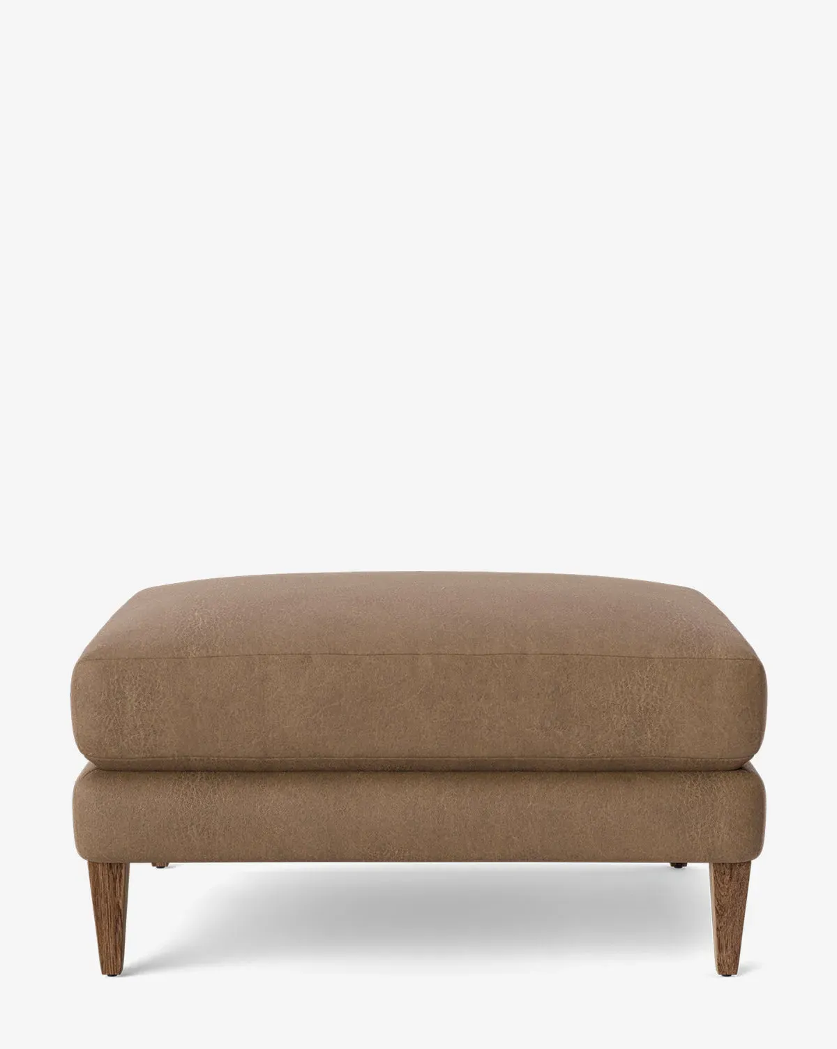 Lucille Ottoman - Driftwood Leather, Brown Oak product