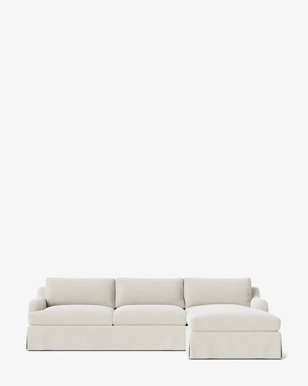 Lucille Skirted English Roll Arm Chaise Sectional - Alabaster, Crypton product
