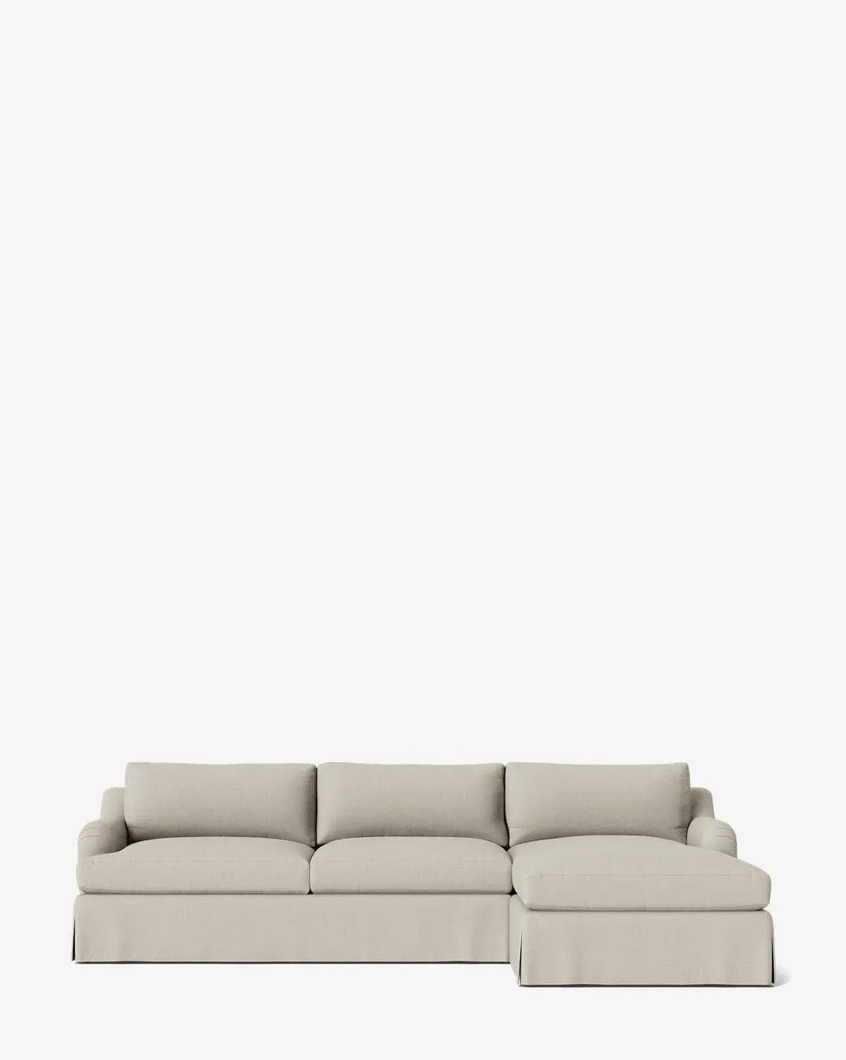 Lucille Skirted English Roll Arm Chaise Sectional - Basalt, Belgian Linen product