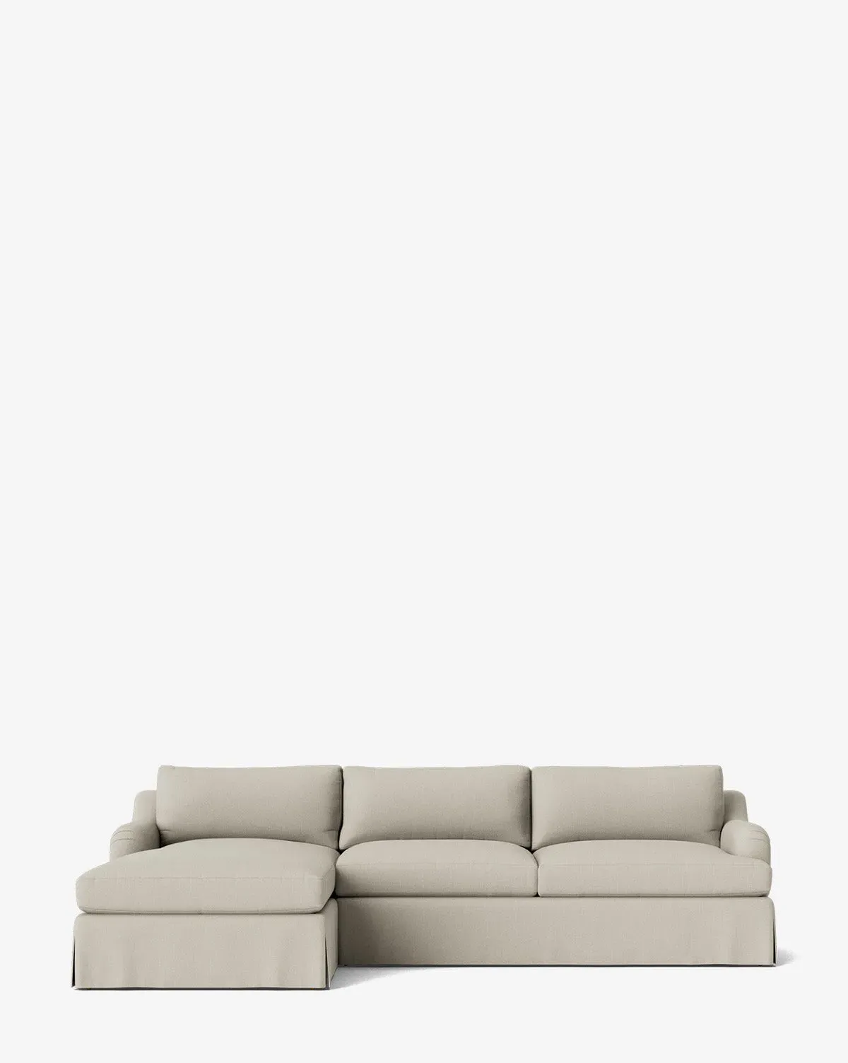 Lucille Skirted English Roll Arm Chaise Sectional - Basalt, Belgian Linen product