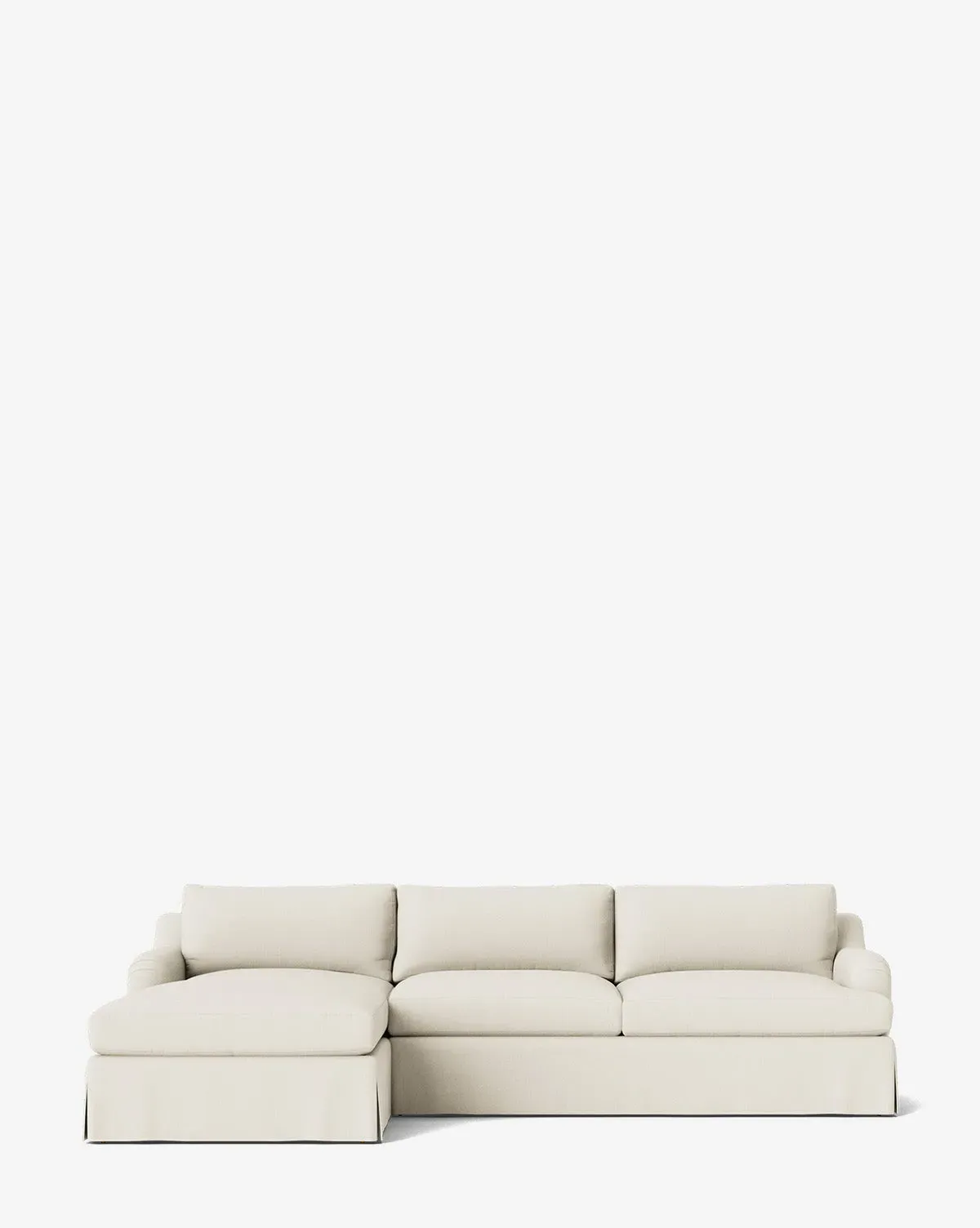 Lucille Skirted English Roll Arm Chaise Sectional - Belgian Linen product