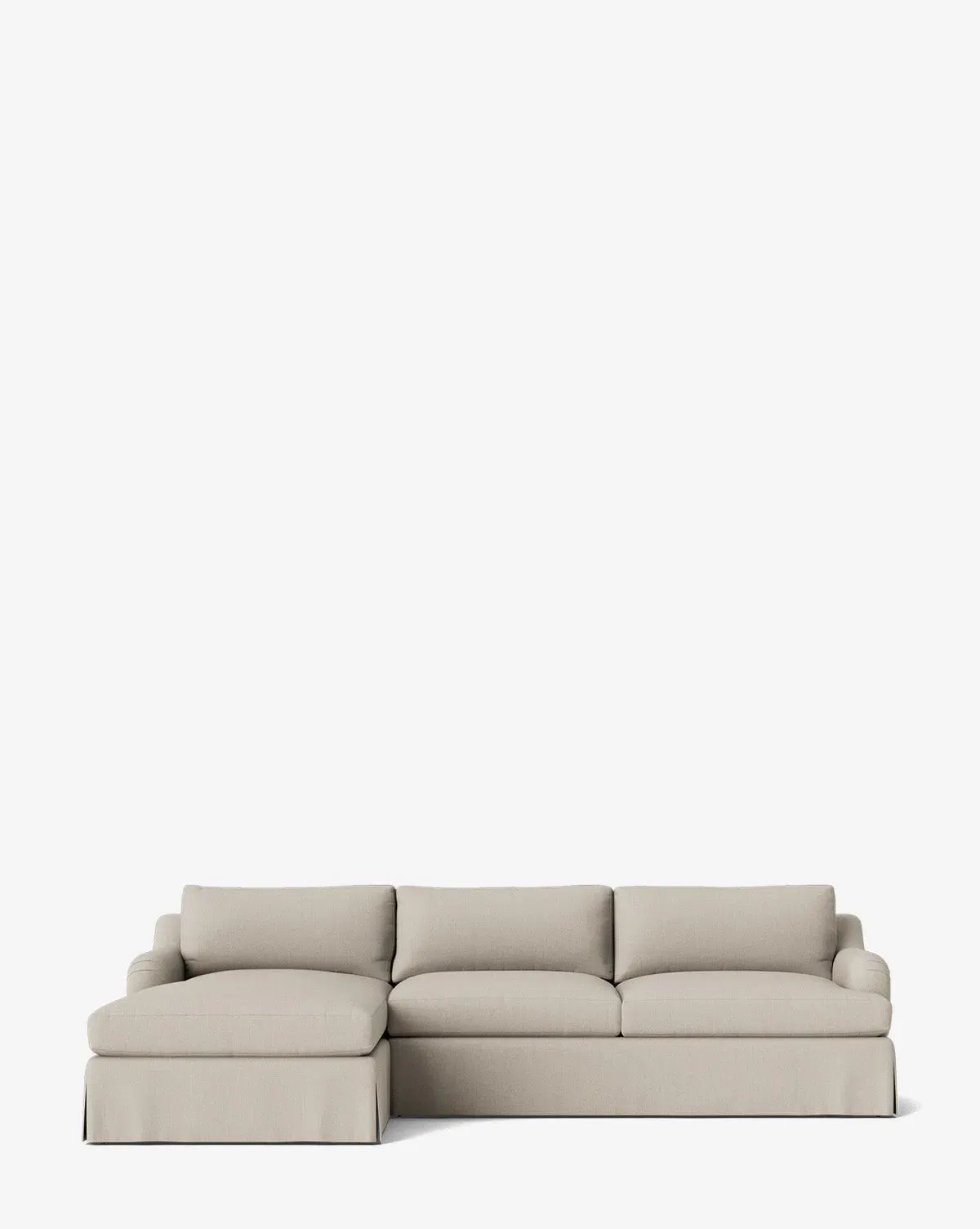 Lucille Skirted English Roll Arm Chaise Sectional - Belgian Linen product