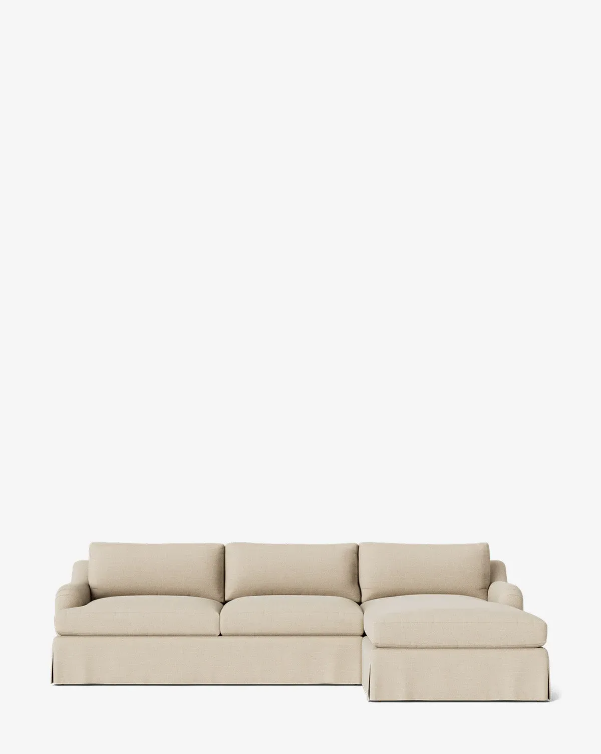 Lucille Skirted English Roll Arm Chaise Sectional - Bisque Linen product