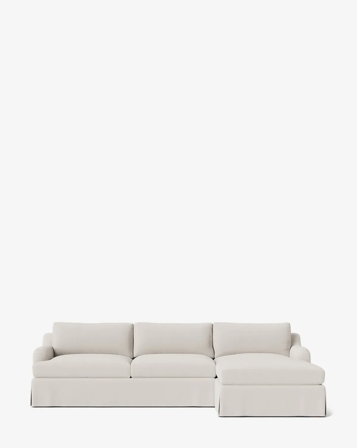 Lucille Skirted English Roll Arm Chaise Sectional - Blanc, Crypton product