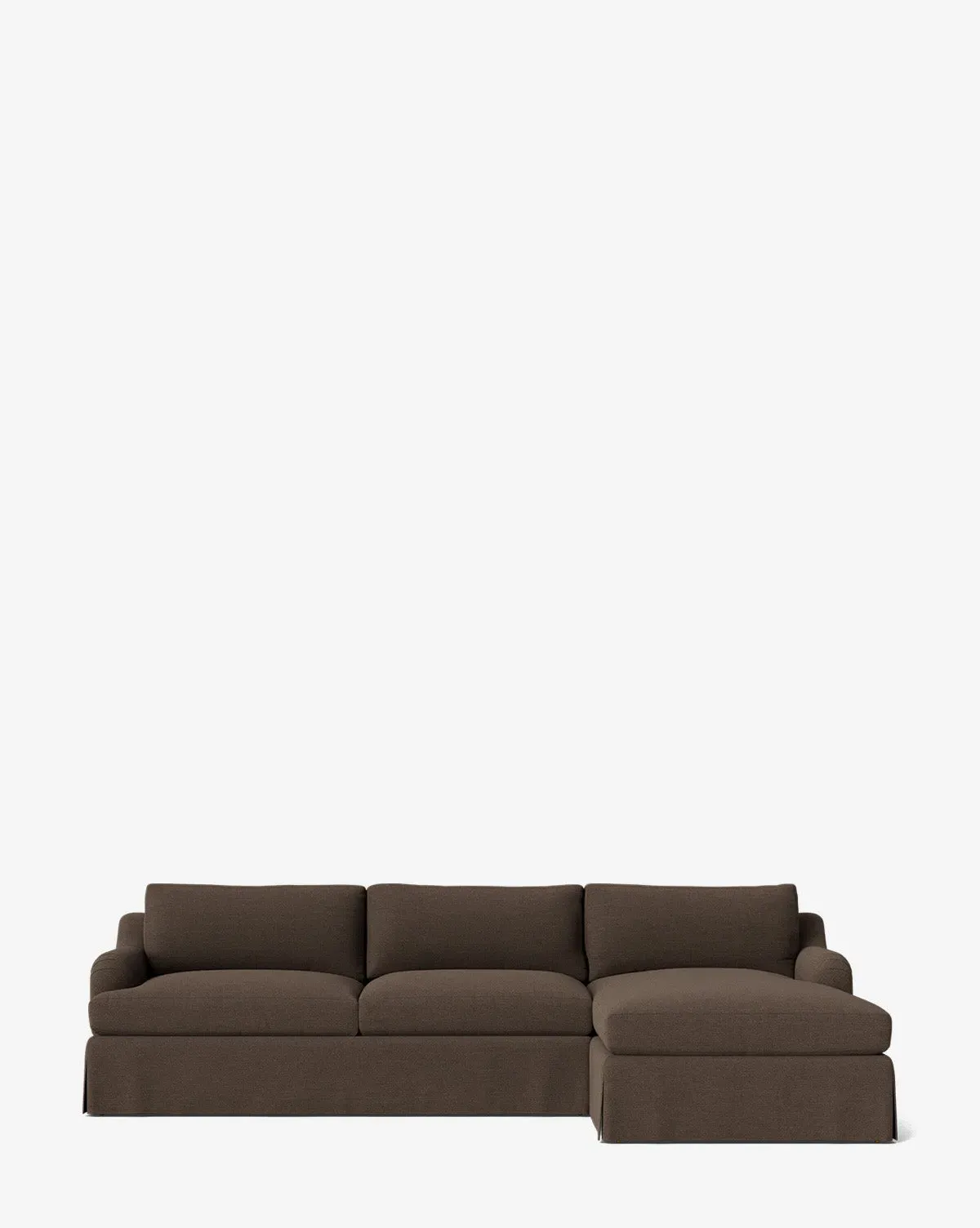 Lucille Skirted English Roll Arm Chaise Sectional - Coffee, Crypton product