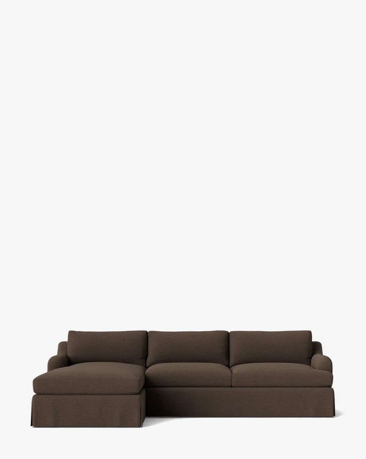 Lucille Skirted English Roll Arm Chaise Sectional - Coffee, Crypton product