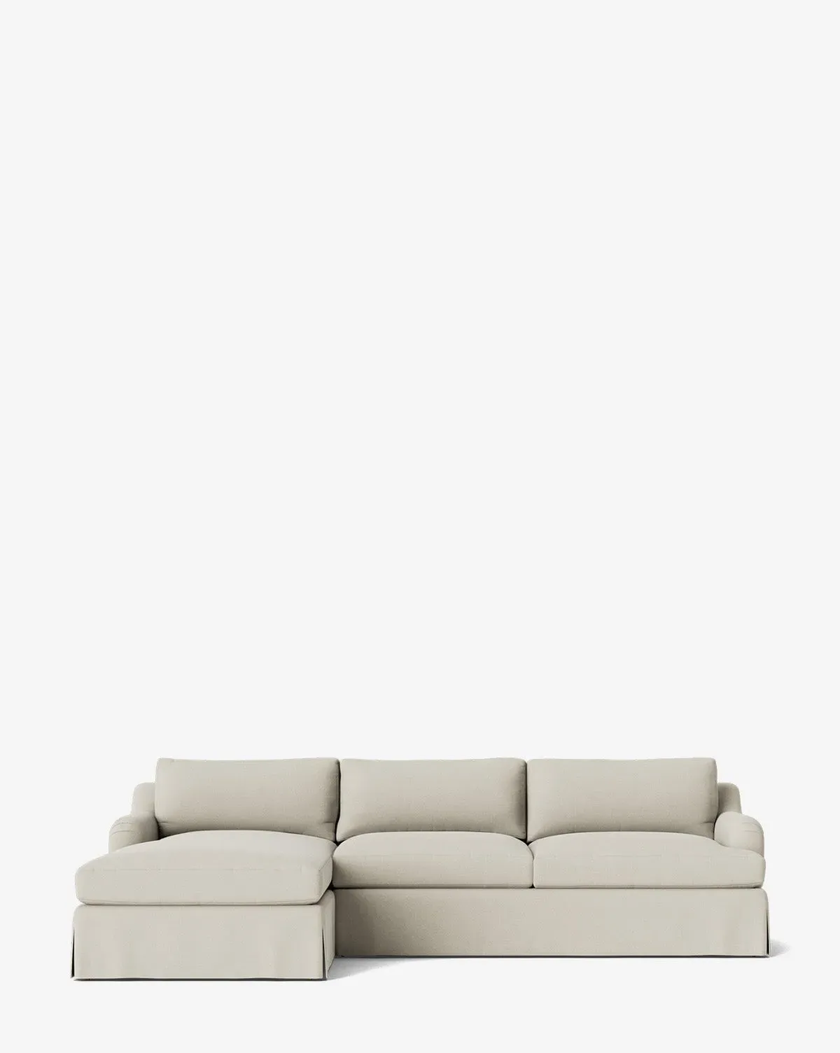 Lucille Skirted English Roll Arm Chaise Sectional - Egret, Perennials product