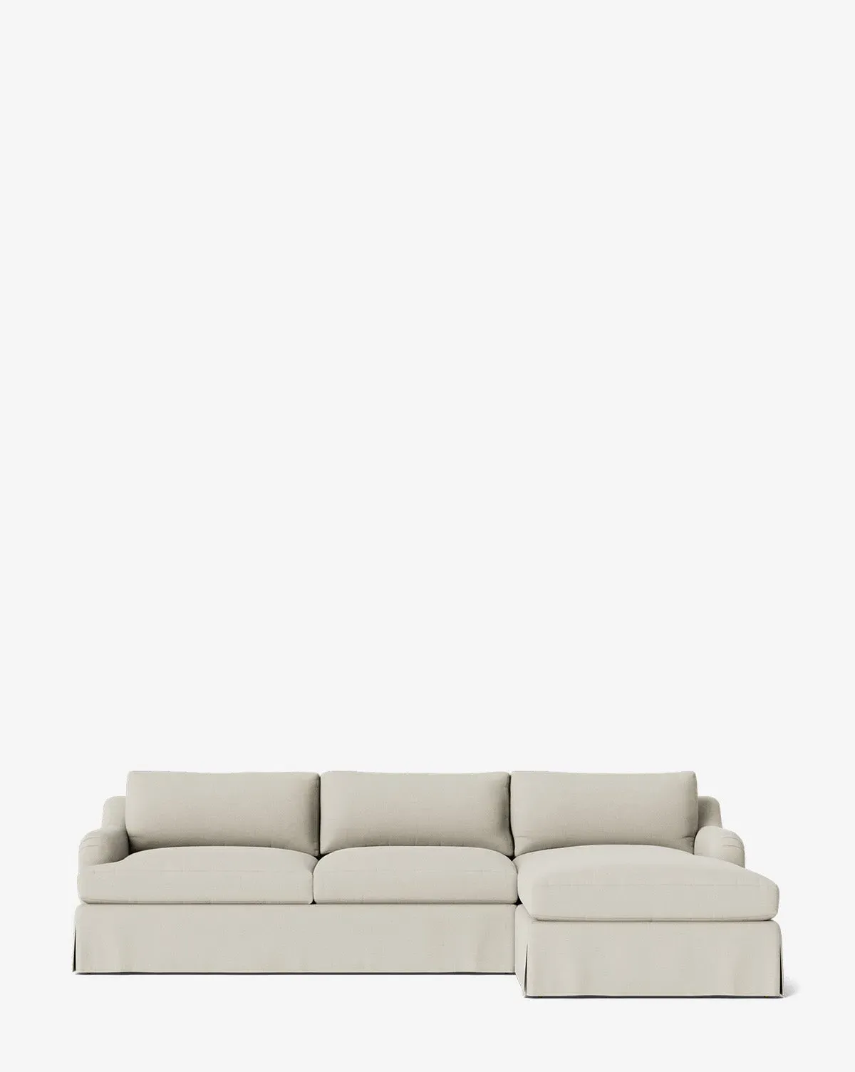 Lucille Skirted English Roll Arm Chaise Sectional - Egret product