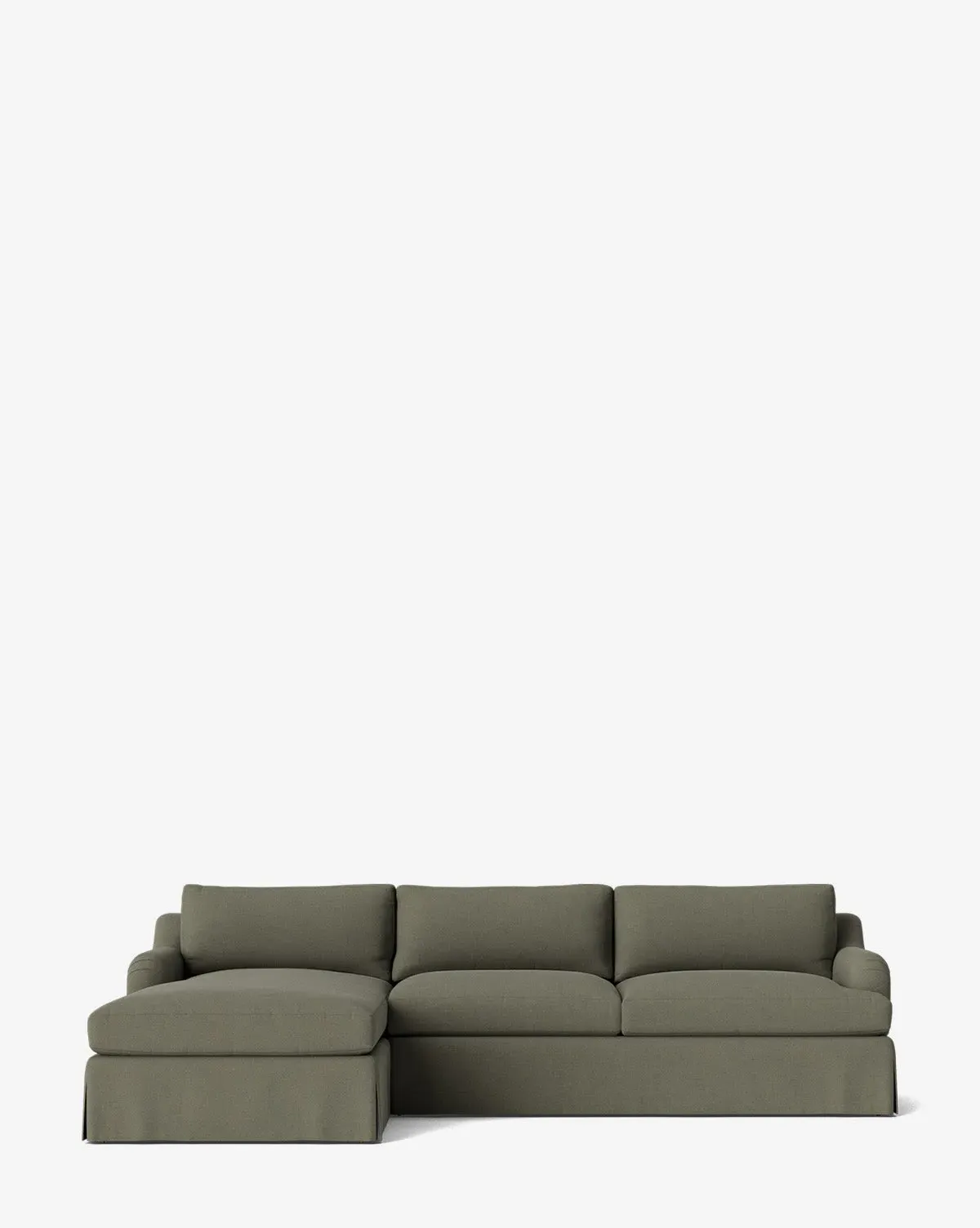 Lucille Skirted English Roll Arm Chaise Sectional - Ivy, Perennials product