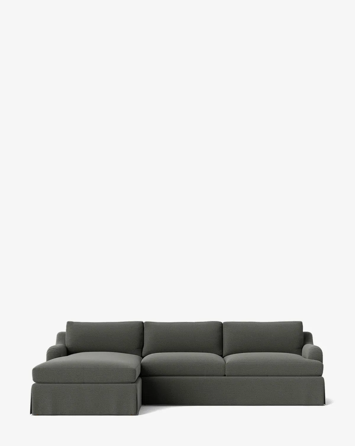 Lucille Skirted English Roll Arm Chaise Sectional - Midnight, Crypton product