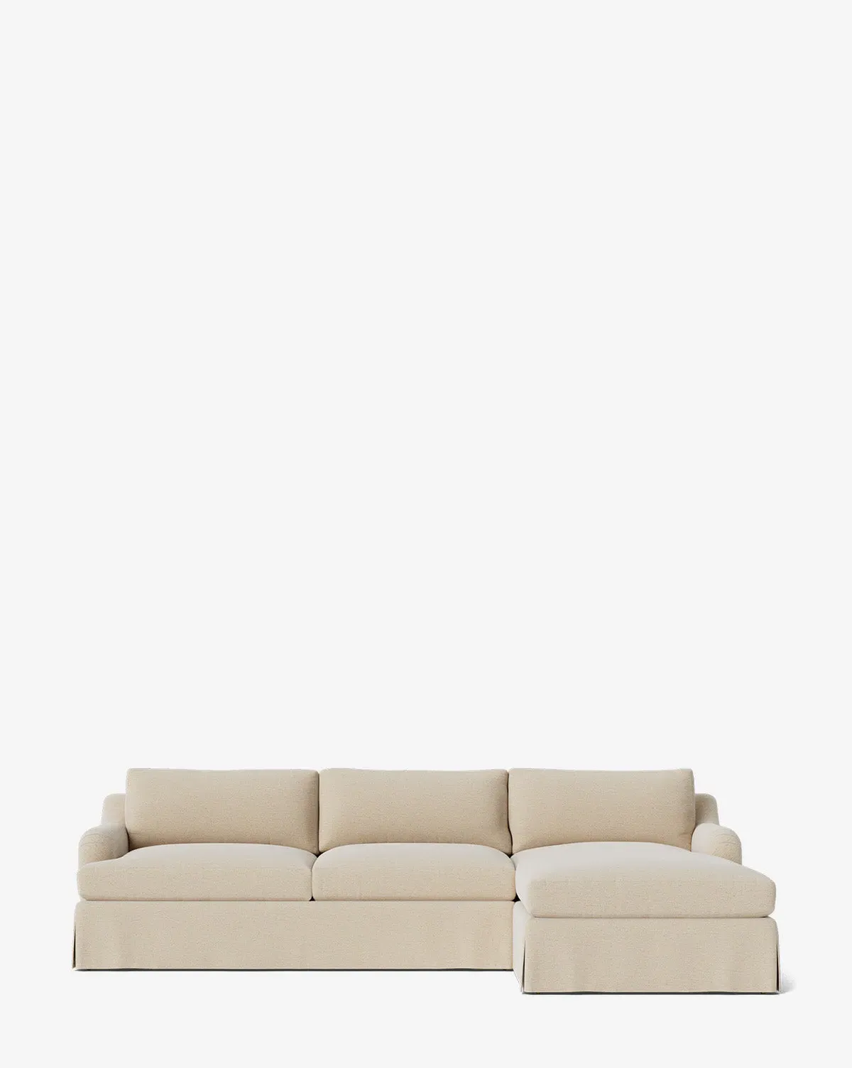 Lucille Skirted English Roll Arm Chaise Sectional - Sand, Crypton product