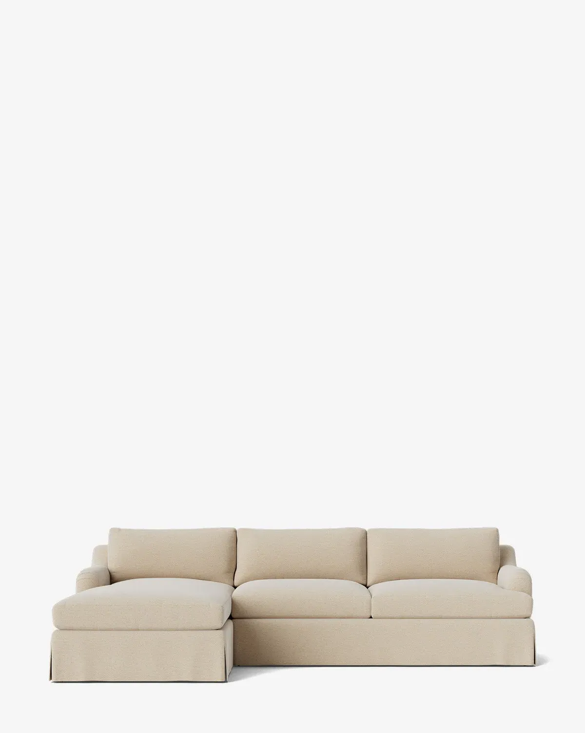Lucille Skirted English Roll Arm Chaise Sectional - Sand, Crypton product