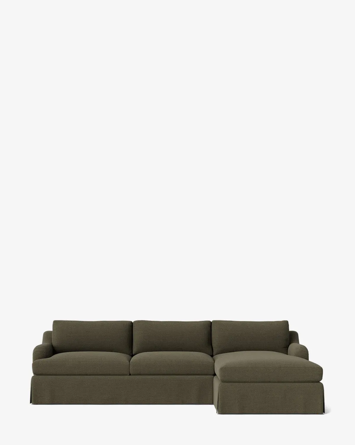 Lucille Skirted English Roll Arm Chaise Sectional - Thyme, Crypton product