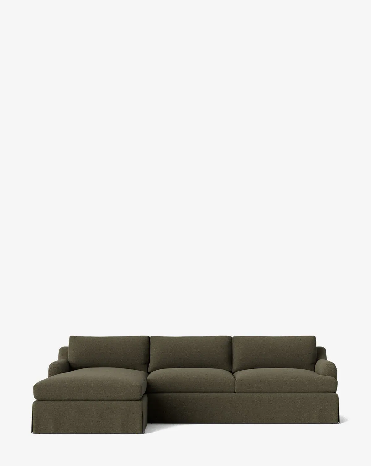 Lucille Skirted English Roll Arm Chaise Sectional - Thyme, Crypton product