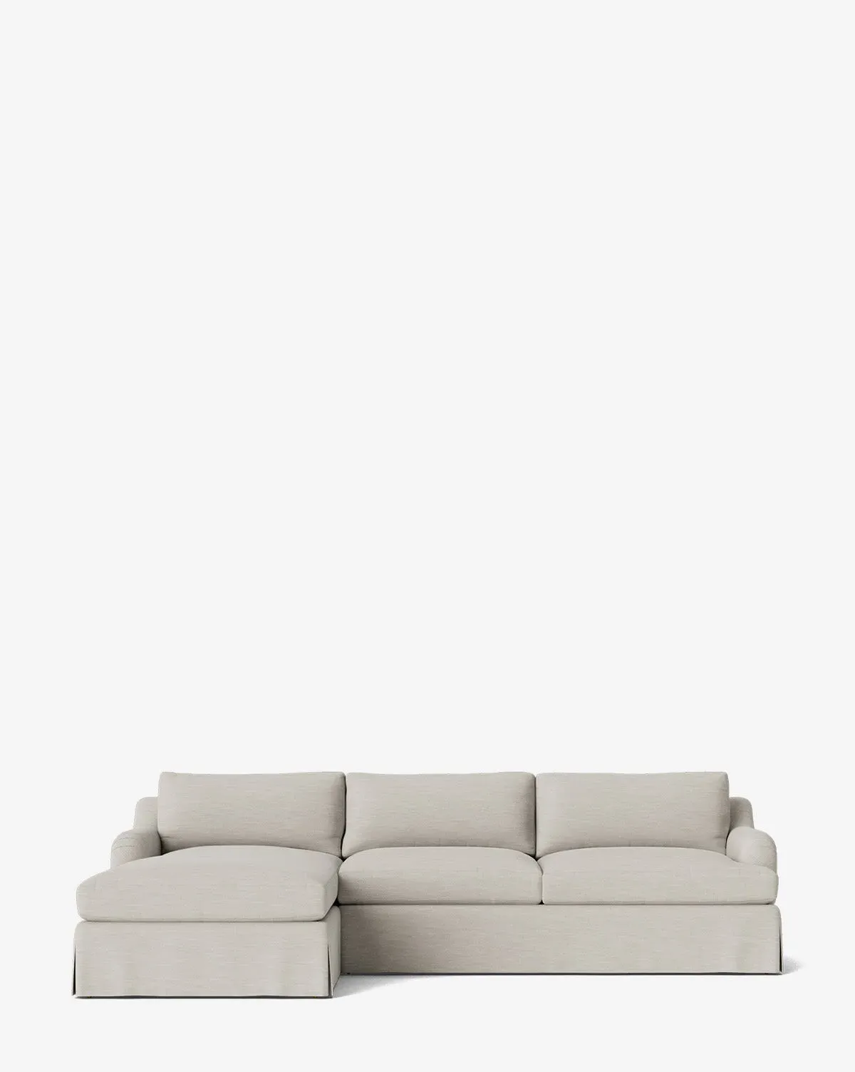 Lucille Skirted English Roll Arm Chaise Sectional - White, Perennials product