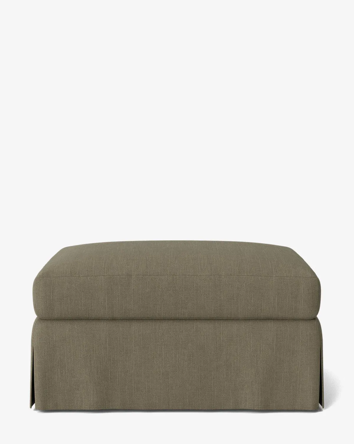 Lucille Skirted Ottoman - Khaki, Belgian Linen product
