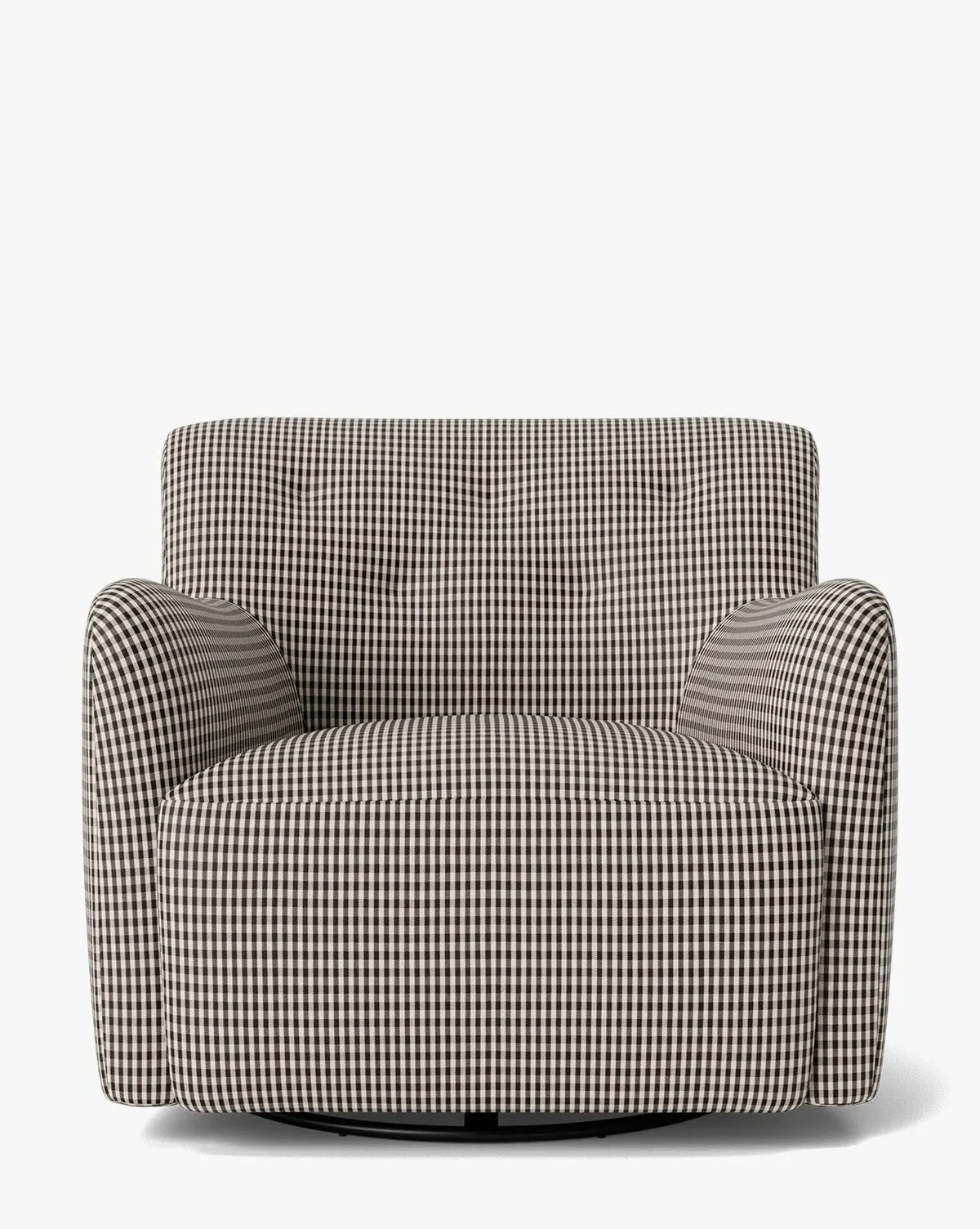 Magda Swivel Lounge Chair - Dark Brown, Gingham product