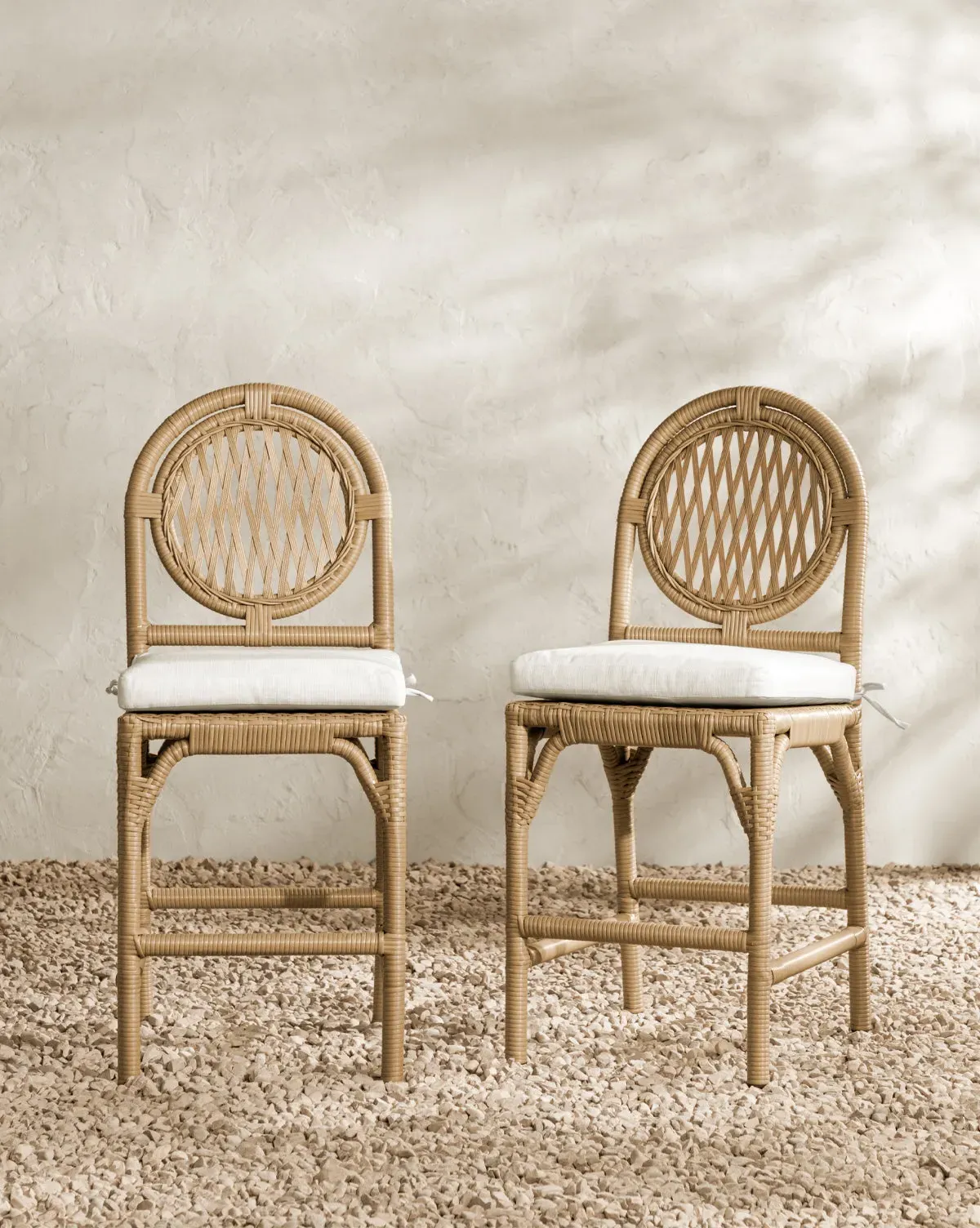 Marisol Indoor/Outdoor Counter Stool Set of 2 - White, Wicker product