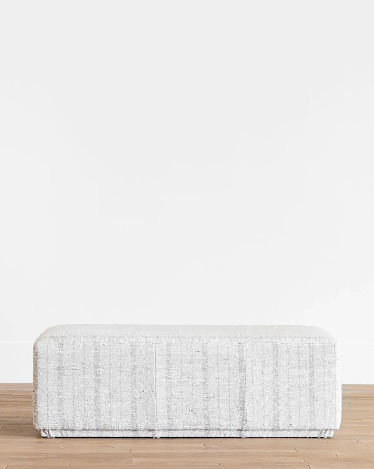 McKay Rectangle Ottoman - Grey, Striped Fabric product
