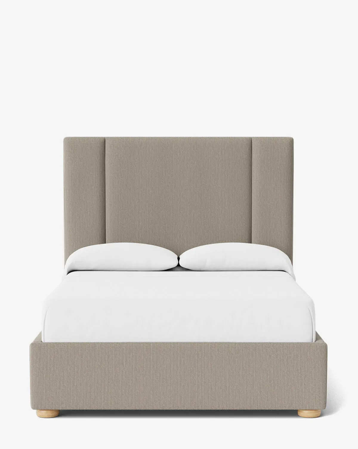 Mina Queen Size Bed Frame - Charcoal & Ivory Stripe, Linen product