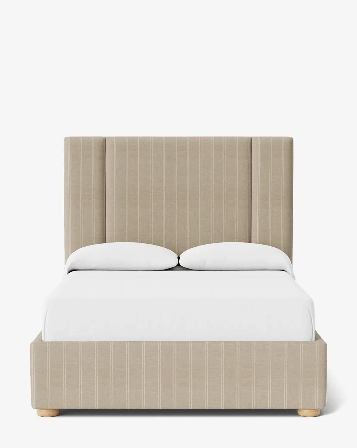 Mina Queen Size Bed Frame - Oatmeal & Ivory Stripe, Linen product