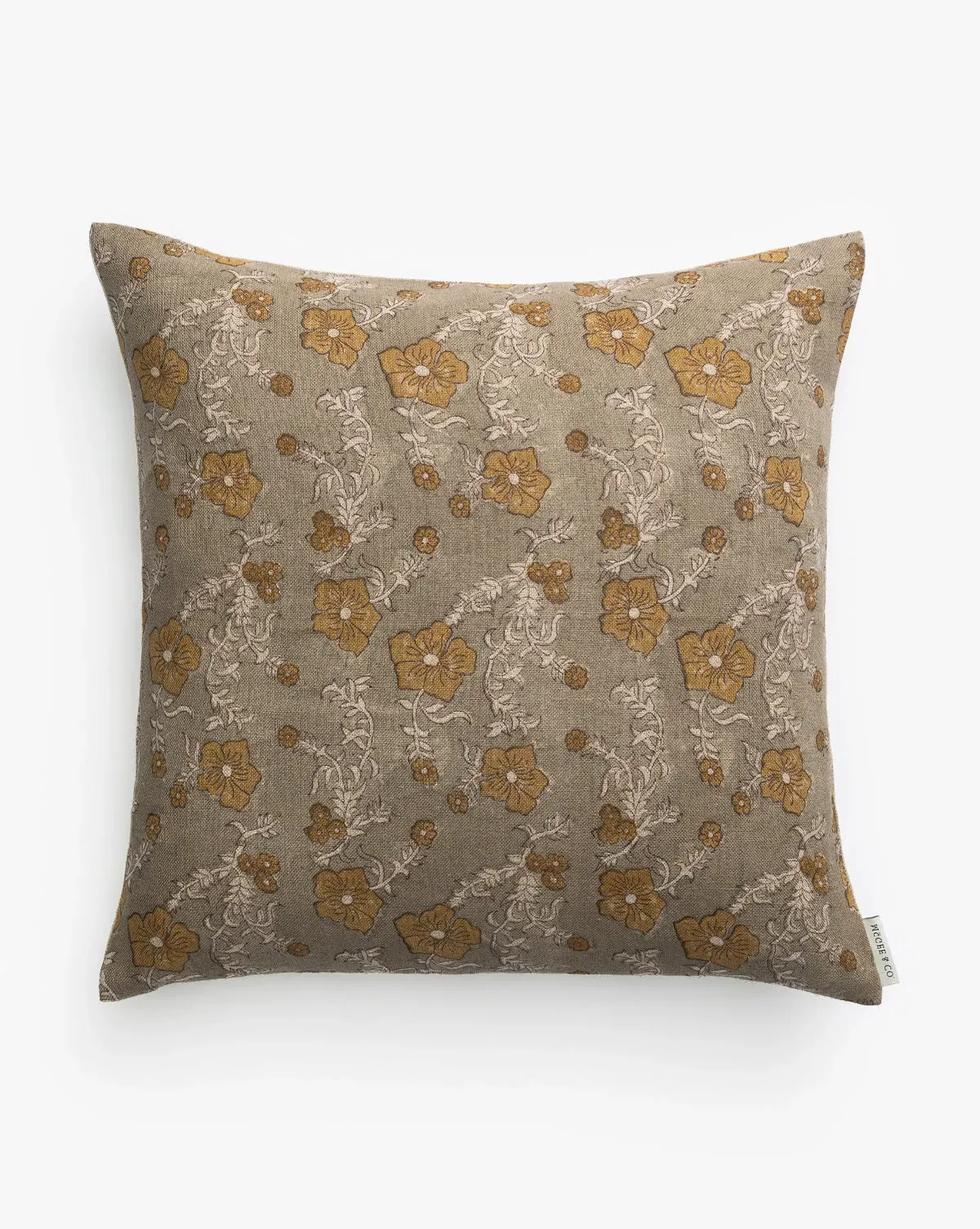 Orchid Floral Pillow Cover - Brown, Linen product