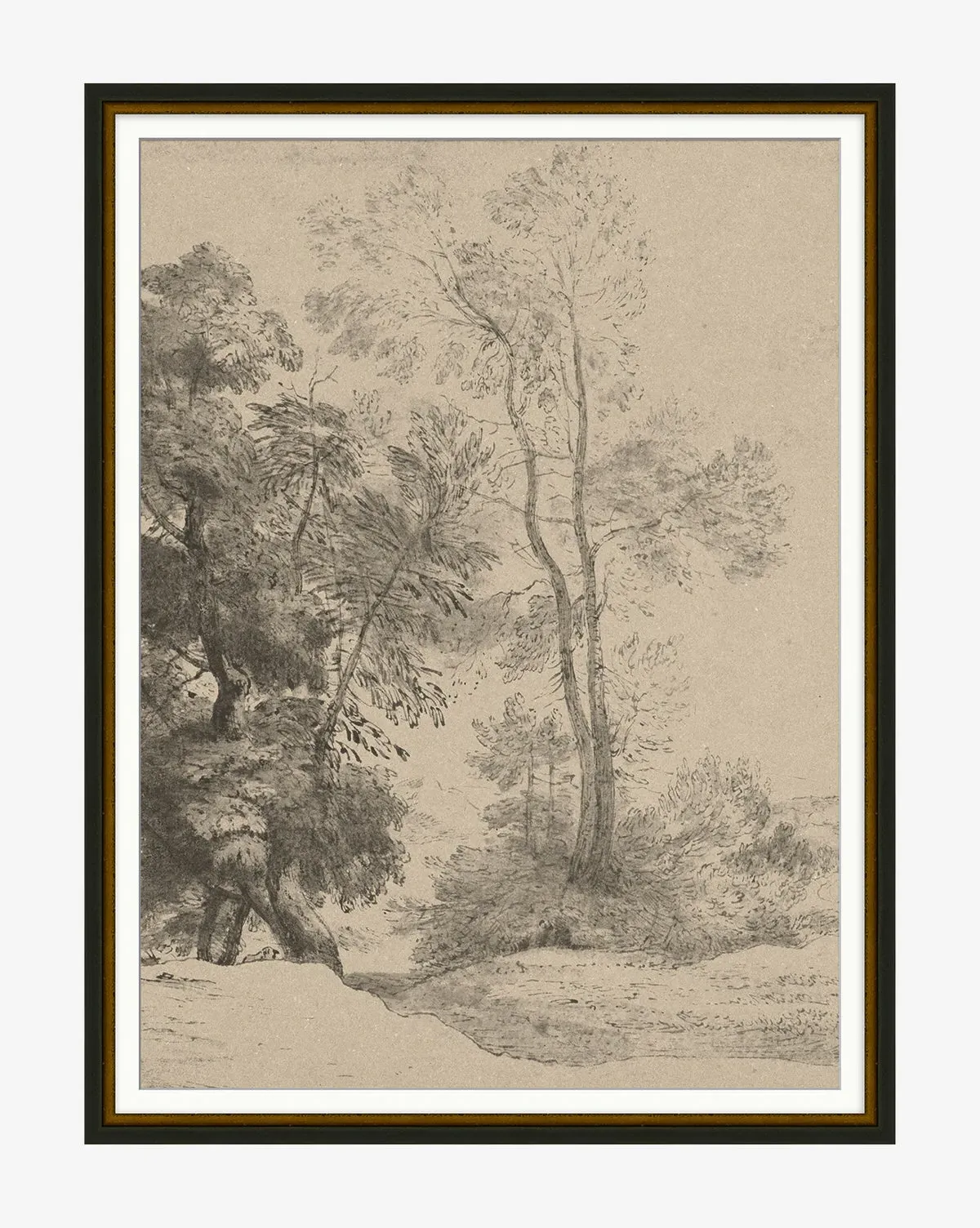 Pastoral Sketch Framed Wall Art - Black, Gold product