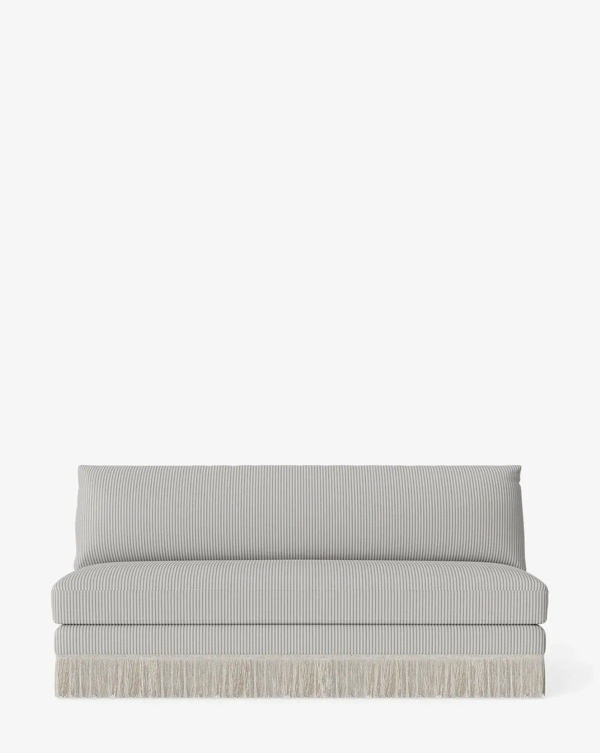 Philippa 68" Settee with Fringe Border - Taupe, Perennials Oxford Stripe product