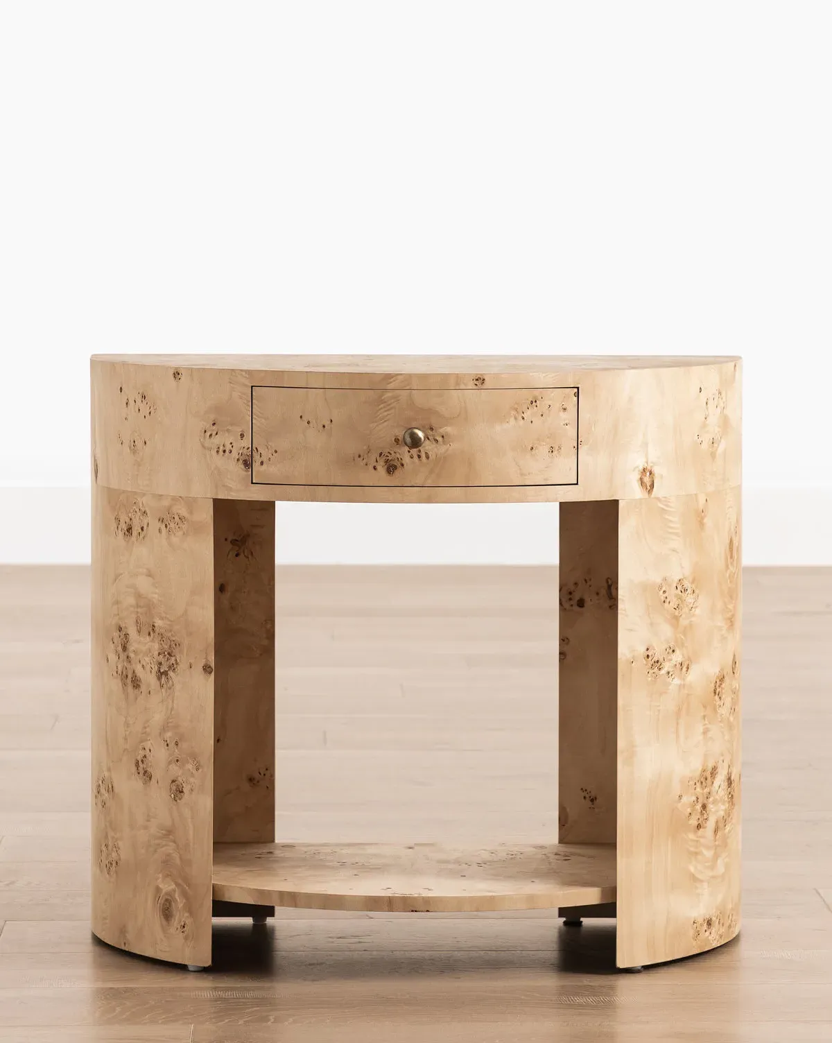 Pia Half-Moon Nightstand with Drawer - Light Burl product