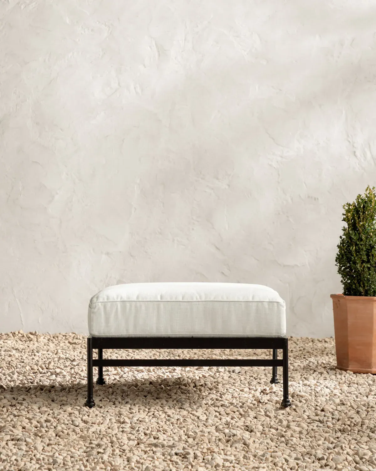 Pomeroy Outdoor Ottoman - White, Aluminium product