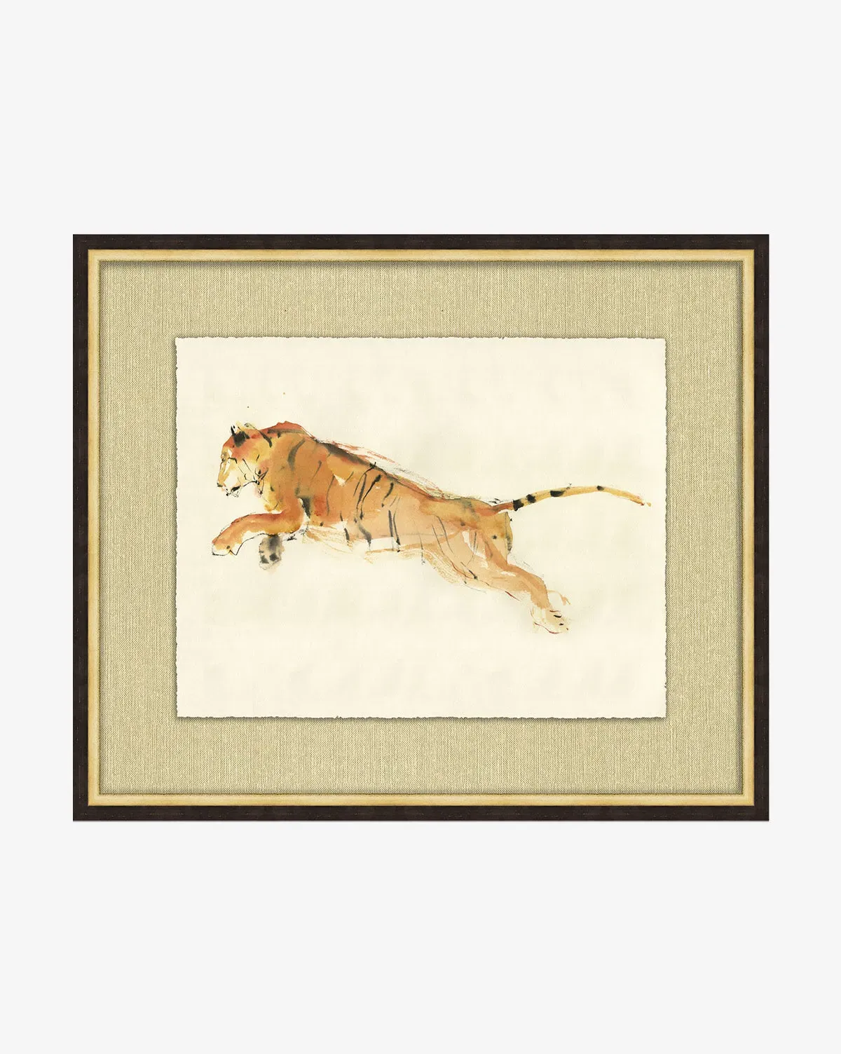 Pouncing Tiger Framed Wall Art - Black, Gold product