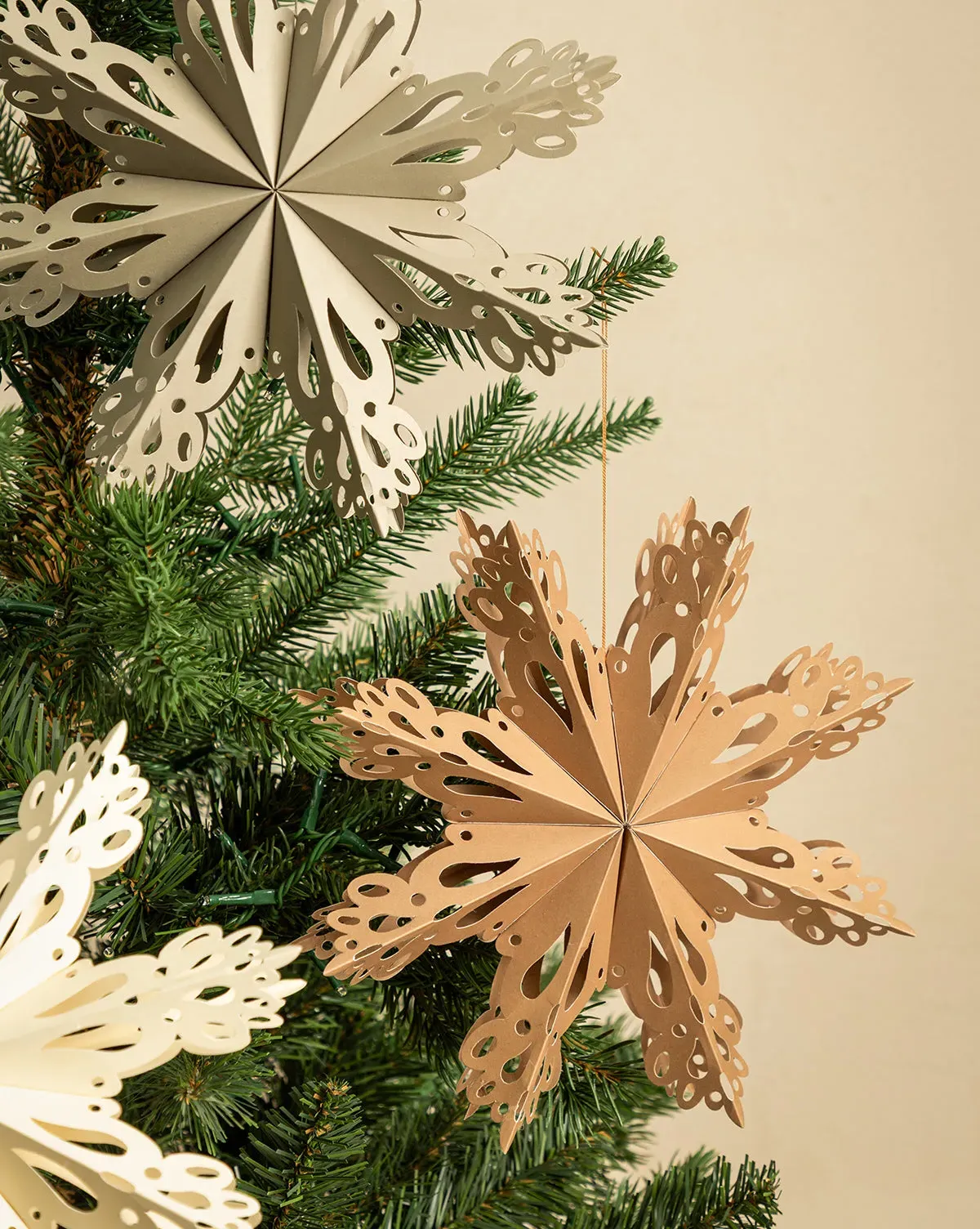 Recycled Paper Snowflakes Set of 3 - Neutral product