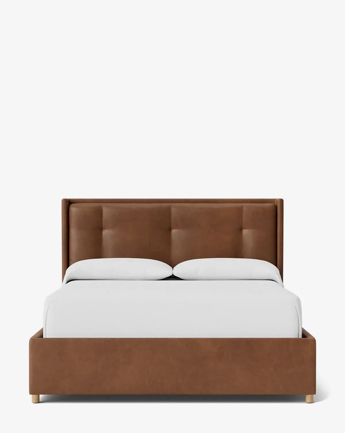 Ria Queen Size Bed Low Headboard - Cognac Leather product