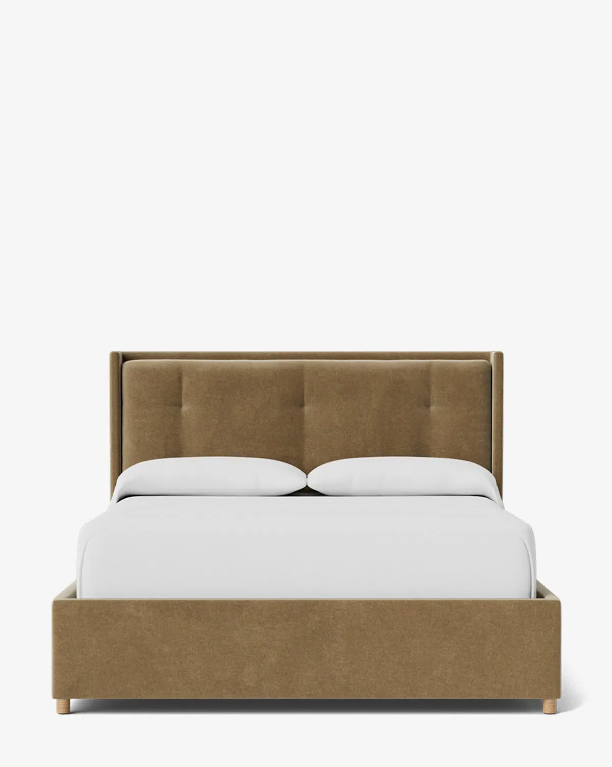 Ria Queen Size Bed Low Headboard - Ecru, Velvet product