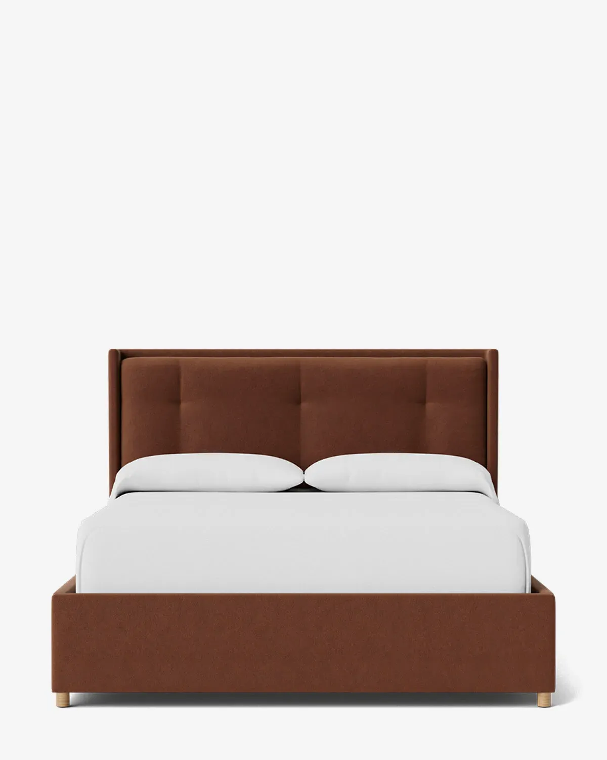 Ria Queen Size Bed Low Tufted Headboard - Auburn, Velvet product