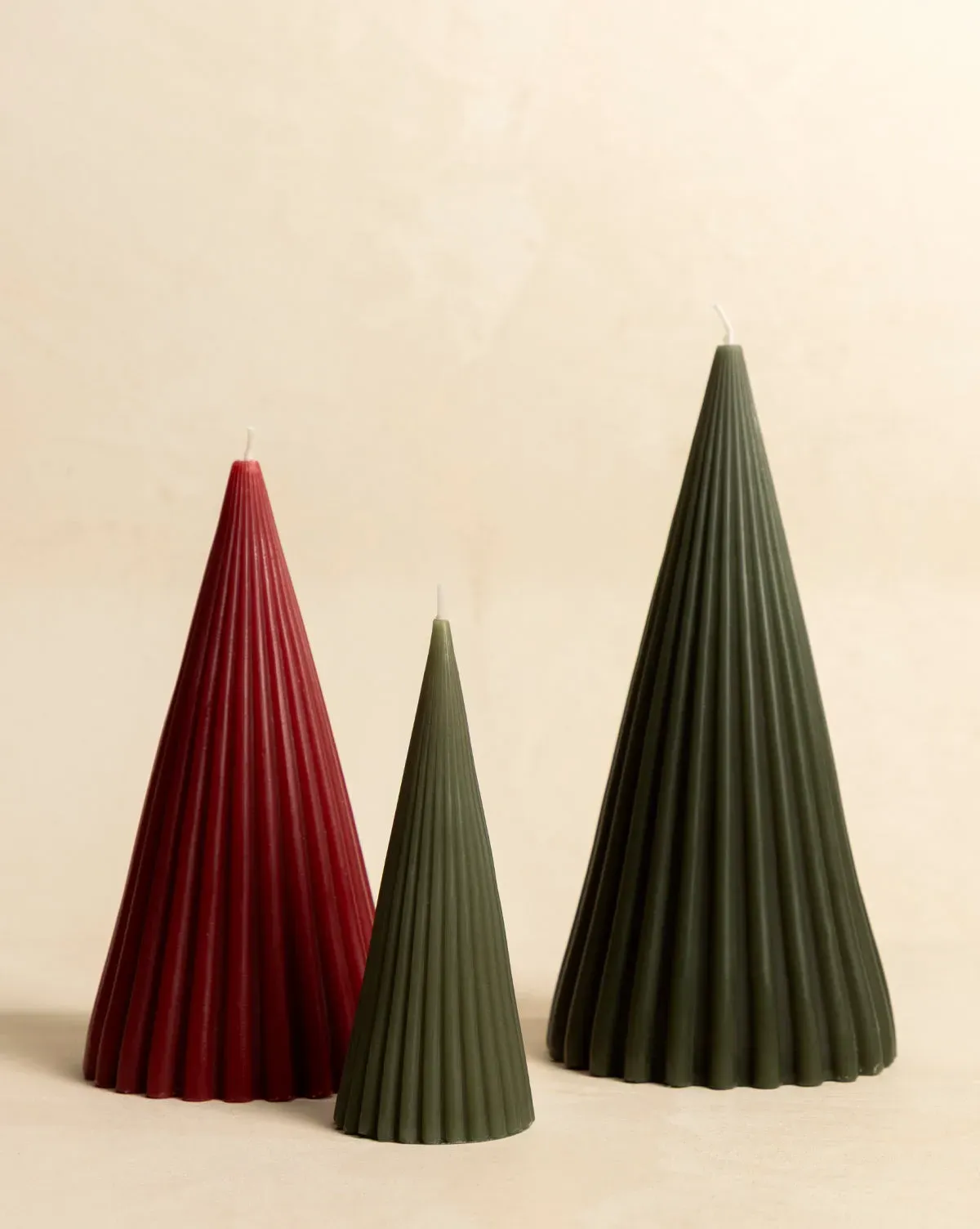 Ribbed Tree Candles Set of 3 product